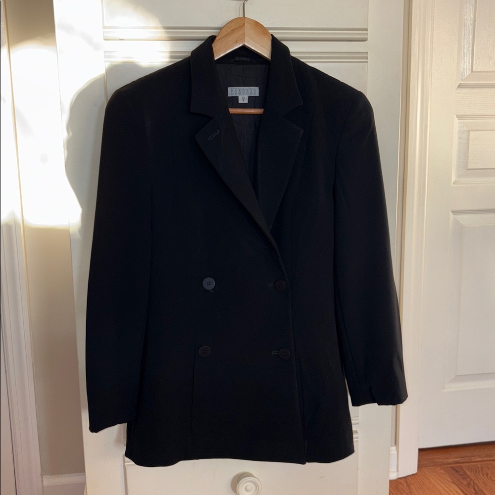Retro Barneys New York Double Breasted 4 button Black Blazer